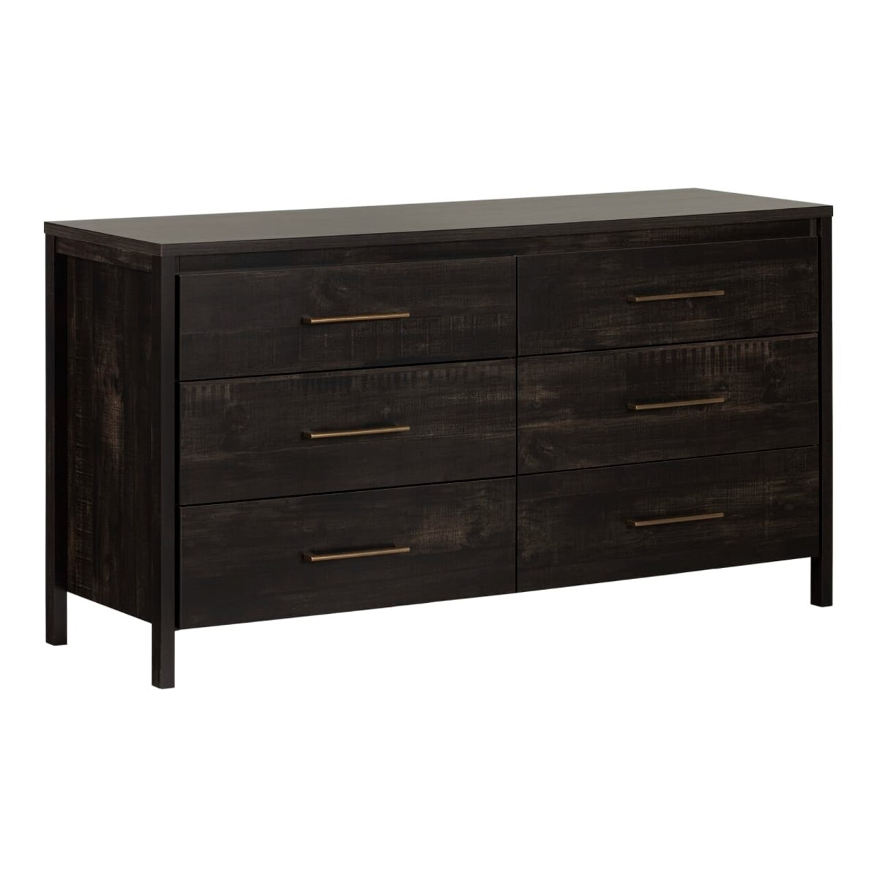 Engineered Wood Modern 6-Drawer Double Dresser with Smooth Glides